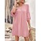 Falbala Solid Color Loose Short Sleeves V-Neck Mini Dresses
