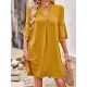 Falbala Solid Color Loose Short Sleeves V-Neck Mini Dresses Falbala Solid Color Loose Short Sleeves V-Neck Mini Dresses