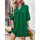 Falbala Solid Color Loose Short Sleeves V-Neck Mini Dresses Falbala Solid Color Loose Short Sleeves V-Neck Mini Dresses