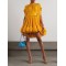 Floral Pleated Split-Joint High-Low Loose Stand Collar Mini Dresses