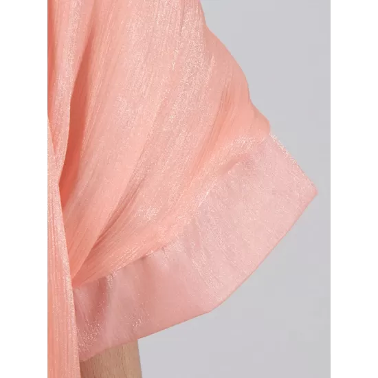 Floral Pleated Split-Joint High-Low Loose Stand Collar Mini Dresses Floral Pleated Split-Joint High-Low Loose Stand Collar Mini Dresses