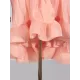 Floral Pleated Split-Joint High-Low Loose Stand Collar Mini Dresses Floral Pleated Split-Joint High-Low Loose Stand Collar Mini Dresses