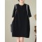 Split-Joint Loose Short Sleeves Round-Neck Mini Dresses