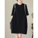 Split-Joint Loose Short Sleeves Round-Neck Mini Dresses Split-Joint Loose Short Sleeves Round-Neck Mini Dresses