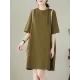 Split-Joint Loose Short Sleeves Round-Neck Mini Dresses Split-Joint Loose Short Sleeves Round-Neck Mini Dresses