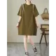 Split-Joint Loose Short Sleeves Round-Neck Mini Dresses Split-Joint Loose Short Sleeves Round-Neck Mini Dresses