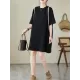 Split-Joint Loose Short Sleeves Round-Neck Mini Dresses Split-Joint Loose Short Sleeves Round-Neck Mini Dresses