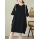 Split-Joint Loose Short Sleeves Round-Neck Mini Dresses Split-Joint Loose Short Sleeves Round-Neck Mini Dresses