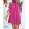 Solid Color Half Sleeves Loose High-Neck Mini Dresses