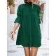 Solid Color Half Sleeves Loose High-Neck Mini Dresses Solid Color Half Sleeves Loose High-Neck Mini Dresses
