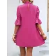 Solid Color Half Sleeves Loose High-Neck Mini Dresses Solid Color Half Sleeves Loose High-Neck Mini Dresses