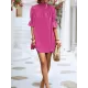 Solid Color Half Sleeves Loose High-Neck Mini Dresses Solid Color Half Sleeves Loose High-Neck Mini Dresses