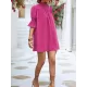 Solid Color Half Sleeves Loose High-Neck Mini Dresses Solid Color Half Sleeves Loose High-Neck Mini Dresses