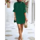 Solid Color Half Sleeves Loose High-Neck Mini Dresses Solid Color Half Sleeves Loose High-Neck Mini Dresses