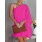 Batwing Sleeves Hollow Printed One-Shoulder Mini Dresses