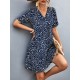 Flower Print Split-Joint Short Sleeves V-Neck Mini Dresses Flower Print Split-Joint Short Sleeves V-Neck Mini Dresses