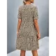 Flower Print Split-Joint Short Sleeves V-Neck Mini Dresses Flower Print Split-Joint Short Sleeves V-Neck Mini Dresses