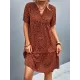 Flower Print Split-Joint Short Sleeves V-Neck Mini Dresses Flower Print Split-Joint Short Sleeves V-Neck Mini Dresses