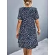 Flower Print Split-Joint Short Sleeves V-Neck Mini Dresses Flower Print Split-Joint Short Sleeves V-Neck Mini Dresses