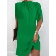 Solid Color Loose Raglan Sleeve Mock Neck Mini Dresses Solid Color Loose Raglan Sleeve Mock Neck Mini Dresses