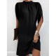 Solid Color Loose Raglan Sleeve Mock Neck Mini Dresses Solid Color Loose Raglan Sleeve Mock Neck Mini Dresses