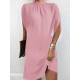 Solid Color Loose Raglan Sleeve Mock Neck Mini Dresses Solid Color Loose Raglan Sleeve Mock Neck Mini Dresses