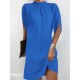 Solid Color Loose Raglan Sleeve Mock Neck Mini Dresses Solid Color Loose Raglan Sleeve Mock Neck Mini Dresses
