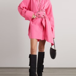 Belted Buttoned Long Sleeves Loose Lapel Shirt Dress Mini Dresses