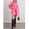Belted Buttoned Long Sleeves Loose Lapel Shirt Dress Mini Dresses