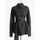 Belted Buttoned Long Sleeves Loose Lapel Shirt Dress Mini Dresses Belted Buttoned Long Sleeves Loose Lapel Shirt Dress Mini Dresses