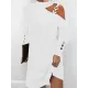 Asymmetric Buckle Buttoned Hollow Long Sleeves Loose One-Shoulder Mini Dresses Asymmetric Buckle Buttoned Hollow Long Sleeves Loose One-Shoulder Mini Dresses