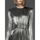 Belted Pleated Solid Color A-Line Flared Sleeves Round-Neck Mini Dresses Belted Pleated Solid Color A-Line Flared Sleeves Round-Neck Mini Dresses