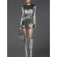 Belted Pleated Solid Color A-Line Flared Sleeves Round-Neck Mini Dresses Belted Pleated Solid Color A-Line Flared Sleeves Round-Neck Mini Dresses