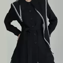Asymmetric Buttoned A-Line High Waisted Lapel Mini Dresses