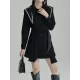Asymmetric Buttoned A-Line High Waisted Lapel Mini Dresses Asymmetric Buttoned A-Line High Waisted Lapel Mini Dresses