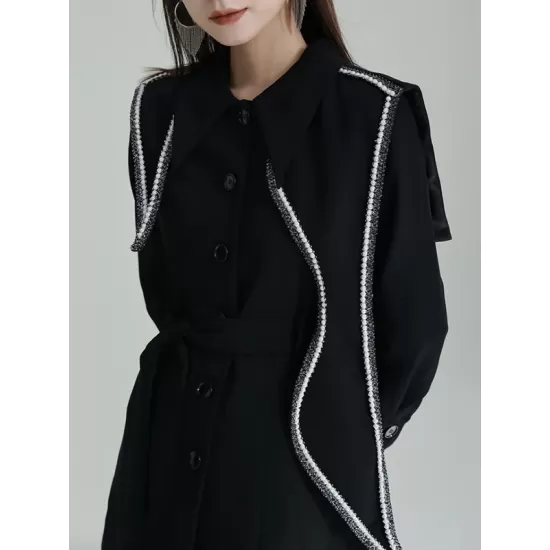 Asymmetric Buttoned A-Line High Waisted Lapel Mini Dresses Asymmetric Buttoned A-Line High Waisted Lapel Mini Dresses