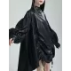 Drawstring Pleated Solid Color High-Low Long Sleeves Stand Collar Mini Dresses Drawstring Pleated Solid Color High-Low Long Sleeves Stand Collar Mini Dresses