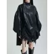 Drawstring Pleated Solid Color High-Low Long Sleeves Stand Collar Mini Dresses Drawstring Pleated Solid Color High-Low Long Sleeves Stand Collar Mini Dresses