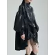 Drawstring Pleated Solid Color High-Low Long Sleeves Stand Collar Mini Dresses Drawstring Pleated Solid Color High-Low Long Sleeves Stand Collar Mini Dresses