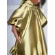 Loose Puff Sleeves Falbala Solid Color High Neck Mini Dresses Short Dresses Loose Puff Sleeves Falbala Solid Color High Neck Mini Dresses Short Dresses