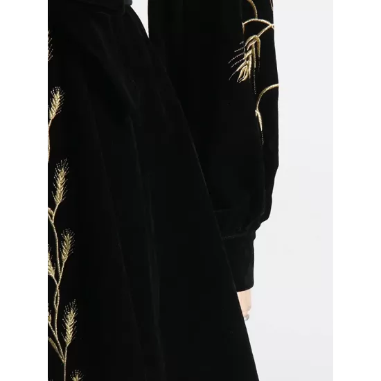 Embroidered Tied Waist Loose Puff Sleeves V-Neck Mini Dresses Embroidered Tied Waist Loose Puff Sleeves V-Neck Mini Dresses