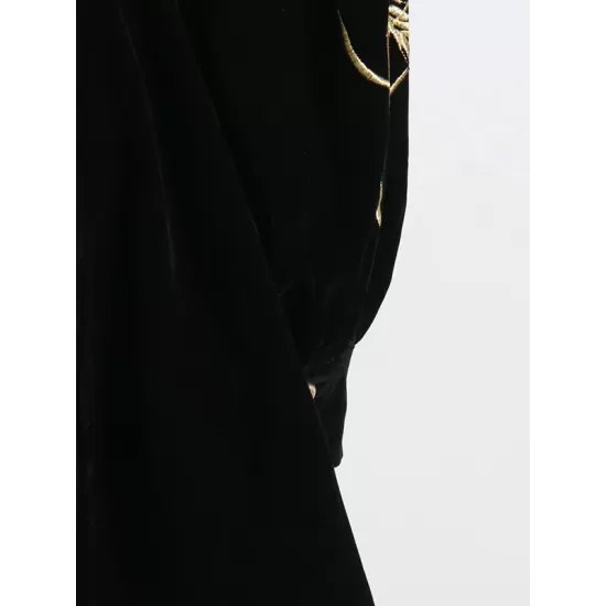 Embroidered Tied Waist Loose Puff Sleeves V-Neck Mini Dresses Embroidered Tied Waist Loose Puff Sleeves V-Neck Mini Dresses