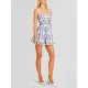 Buttoned Elasticity Hollow Printed High Waisted Loose Spaghetti-Neck Mini Dresses Buttoned Elasticity Hollow Printed High Waisted Loose Spaghetti-Neck Mini Dresses
