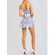 Buttoned Elasticity Hollow Printed High Waisted Loose Spaghetti-Neck Mini Dresses Buttoned Elasticity Hollow Printed High Waisted Loose Spaghetti-Neck Mini Dresses