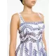 Buttoned Elasticity Hollow Printed High Waisted Loose Spaghetti-Neck Mini Dresses Buttoned Elasticity Hollow Printed High Waisted Loose Spaghetti-Neck Mini Dresses