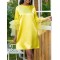 Shiny Solid Color Split-Joint Tulle Half Sleeves Loose Round-Neck Mini Dresses