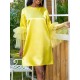 Shiny Solid Color Split-Joint Tulle Half Sleeves Loose Round-Neck Mini Dresses Shiny Solid Color Split-Joint Tulle Half Sleeves Loose Round-Neck Mini Dresses