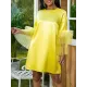 Shiny Solid Color Split-Joint Tulle Half Sleeves Loose Round-Neck Mini Dresses Shiny Solid Color Split-Joint Tulle Half Sleeves Loose Round-Neck Mini Dresses