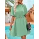 Belted Elasticity A-Line Flared Sleeves Mock Neck Mini Dresses Belted Elasticity A-Line Flared Sleeves Mock Neck Mini Dresses