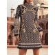 Beaded Long Sleeves High Neck Mini Dresses Beaded Long Sleeves High Neck Mini Dresses